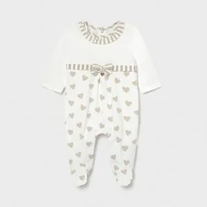 pijama fetita white cream hearts 2