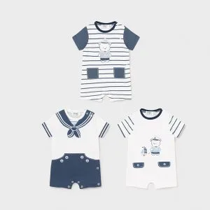 set 3 pijamale scurte baieti navy teddy bear 1