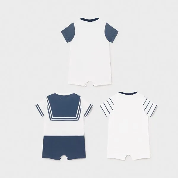 set 3 pijamale scurte baieti navy teddy bear 2