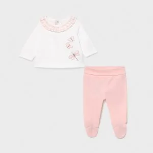 set bluza pantaloni fetite fluturas si libelule roz 1