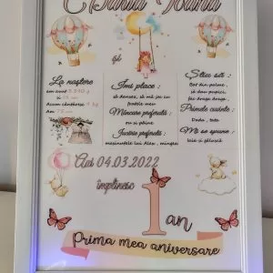 Ramă Foto A4 Personalizată - Aniversare 1 An